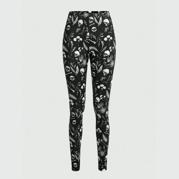 Romwe Goth Skull Print Leggings - Picture 1 of 7